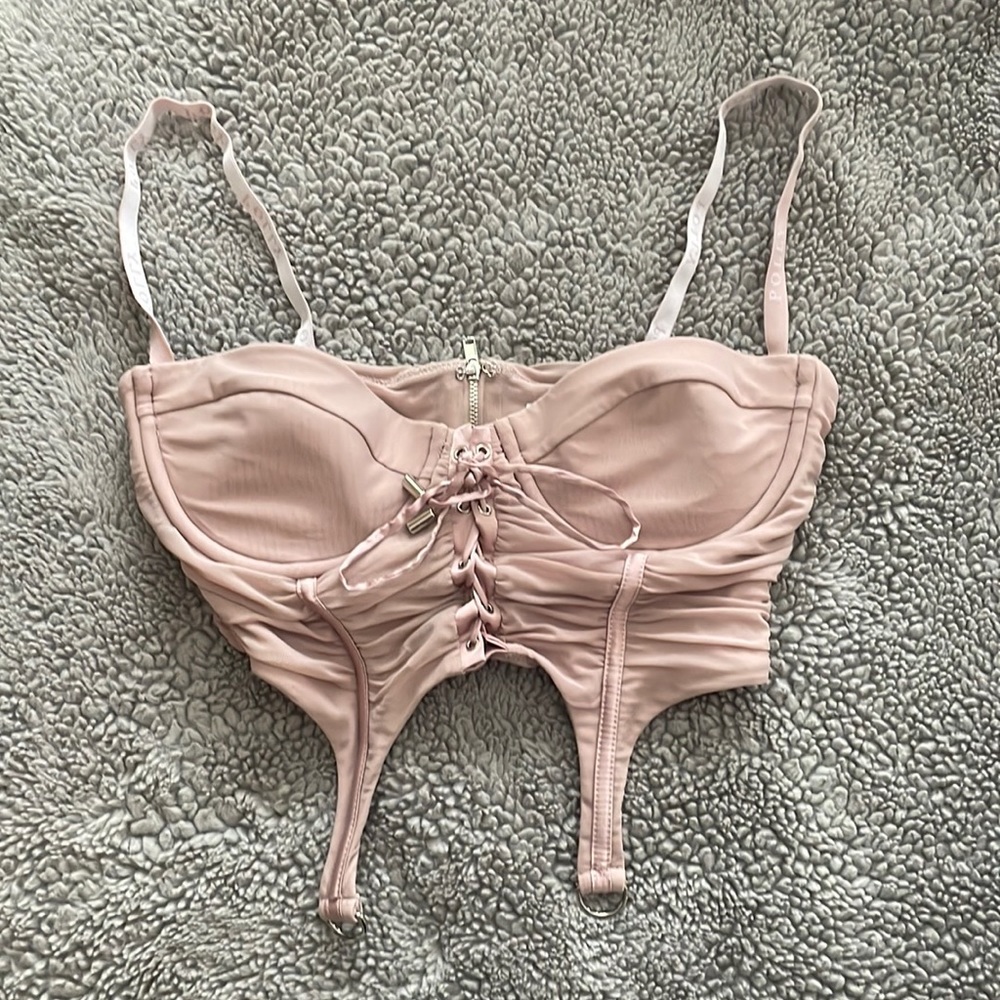 Oh Polly Pink Lace-Up Bra